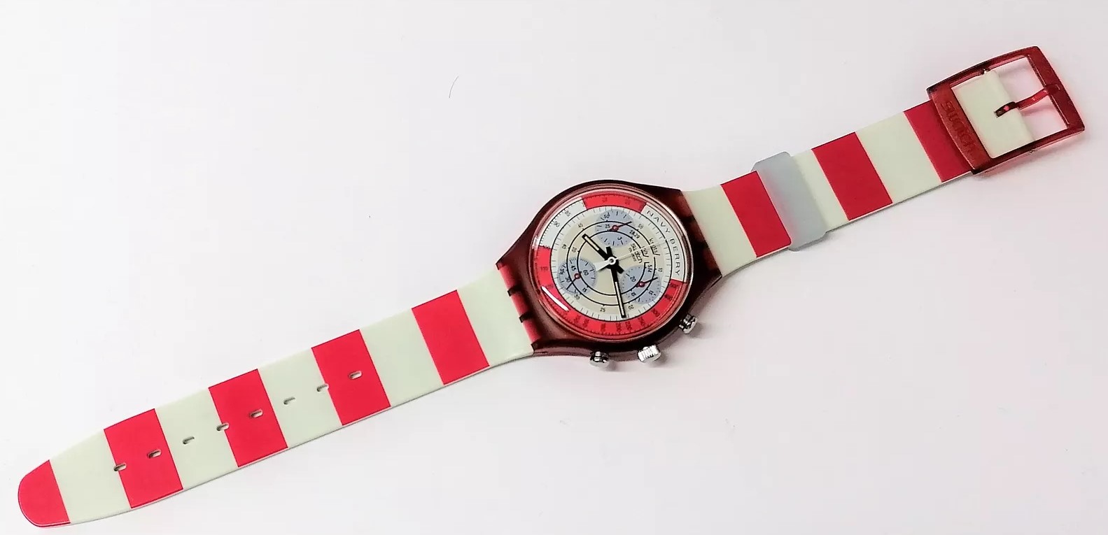 Swatch Chrono "NAVY BERRY" C- 1991 - Vintage Swiss Collectible (Read)